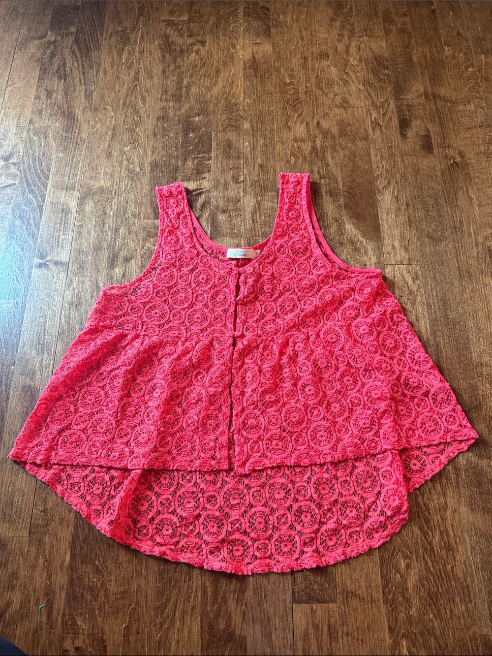 Elodie Floral Lace Layered Sleeveless Camisole in Hot Pink